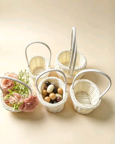 6mini white wicker - white, basket
