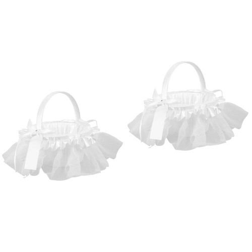 White fabric wedding basket - white,