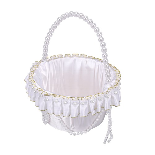 White satin flower girl - flower, basket