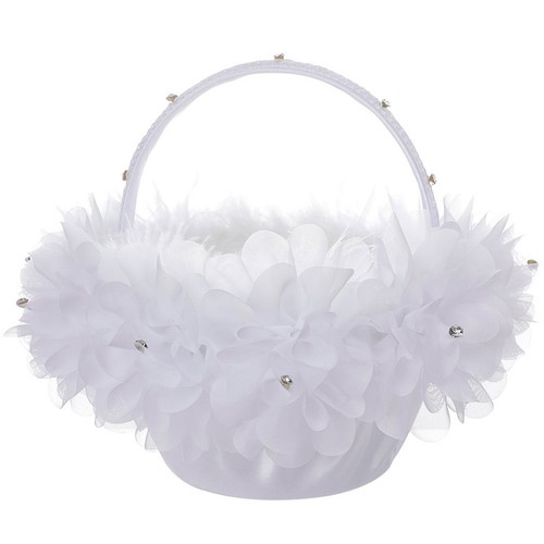 White wedding flower girl - white,