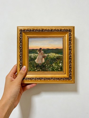 Girl basket flower field - basket,