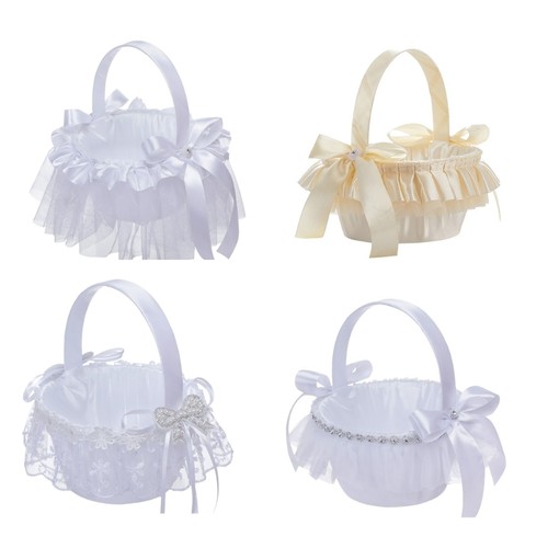 Elegant white wedding basket - wedding,