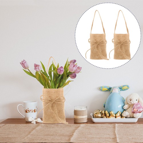 2pcs burlap wedding baskets - wedding,