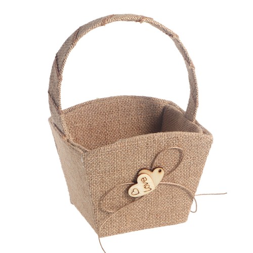 Wedding flower basket burlap - flower,