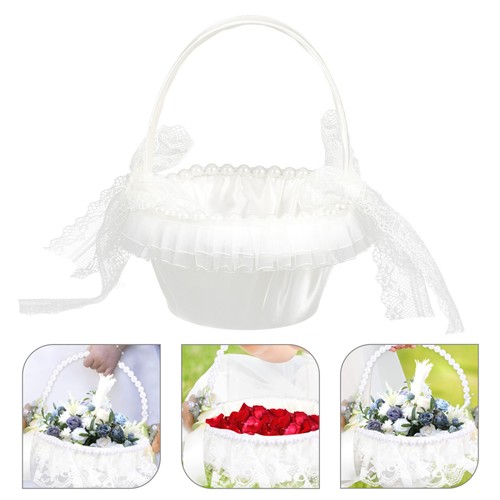 Lace satin flower basket with - satin,