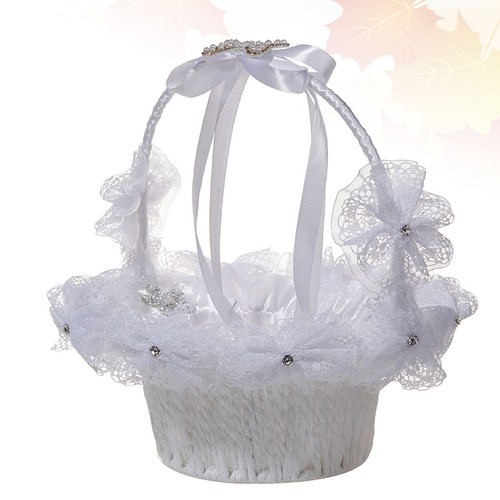 White wedding flower basket - flower,