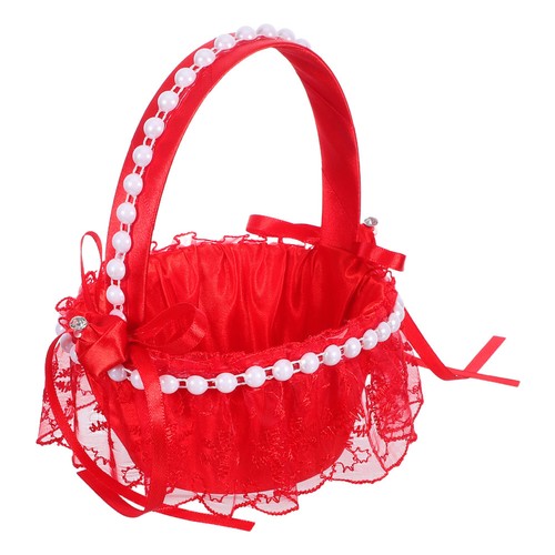 Decorative red wedding basket - decorative,