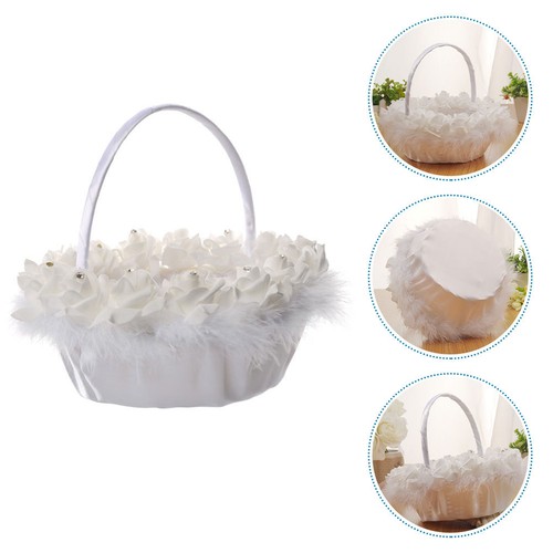 White wedding flower basket - white,
